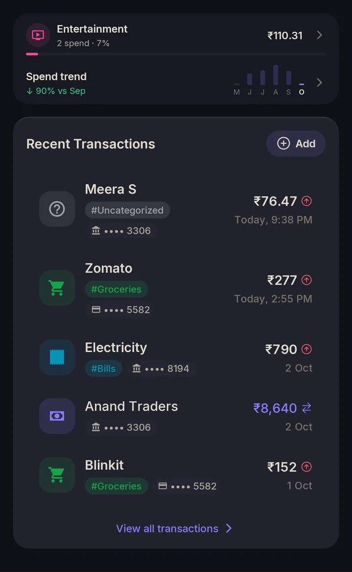 WealthMonk budget screen