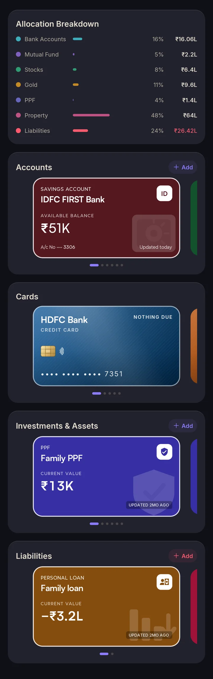 WealthMonk net worth screen